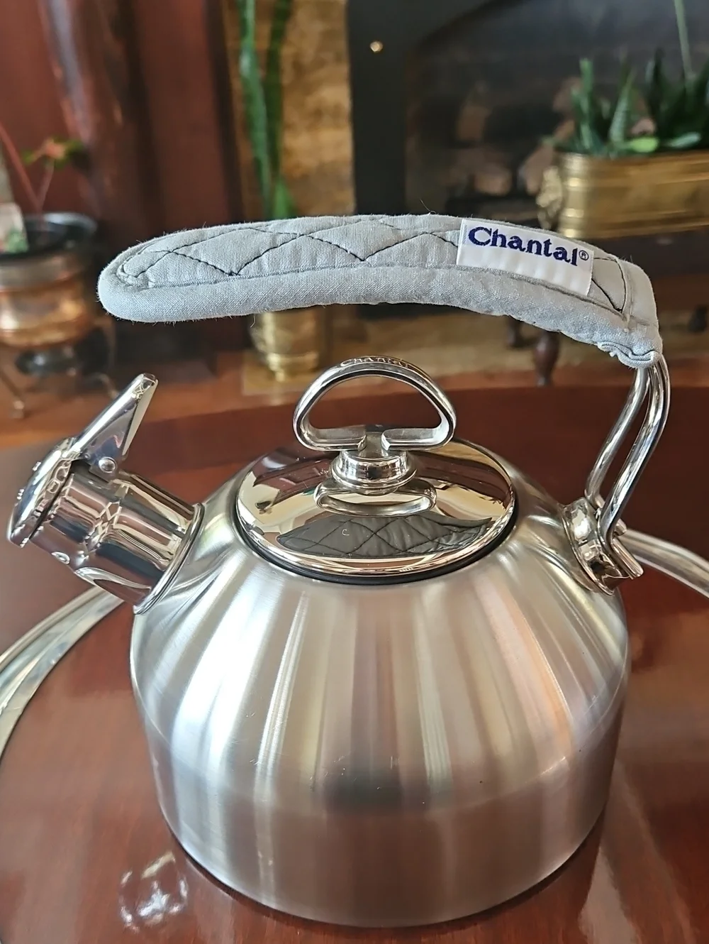 Chantal Classic Stainless Steel Tea Kettle with Hohner Harmonica Whistle & Mitt